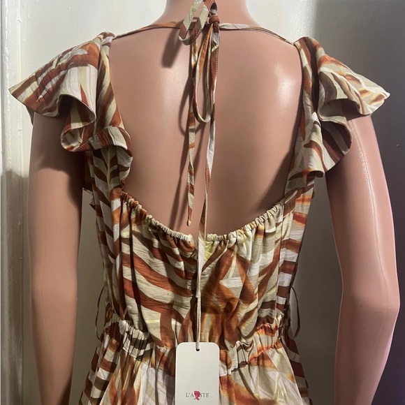 NWT L'ATISTE by AMY Palms Print Wide Leg Cropped Jumpsuit - Picture 7 of 16